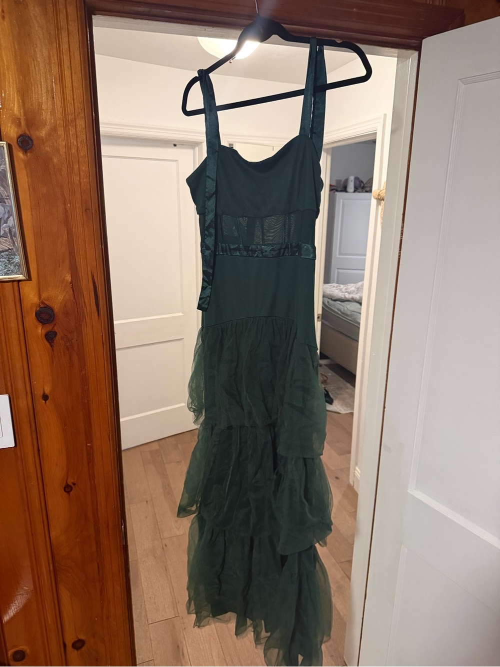 Lulu's Dark Green Tiered Ruffle Maxi Dress
